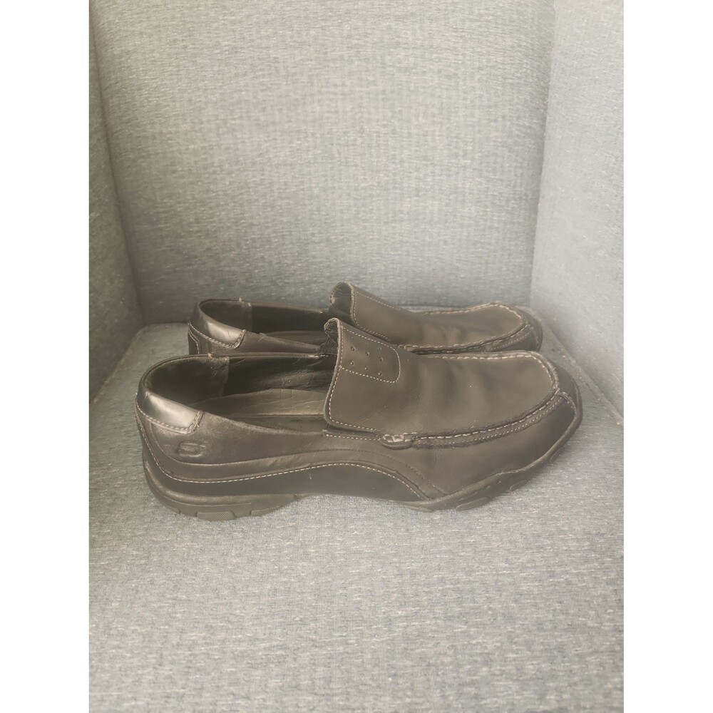 Skechers Men's Black Leather Slip-on Loafers Size 11